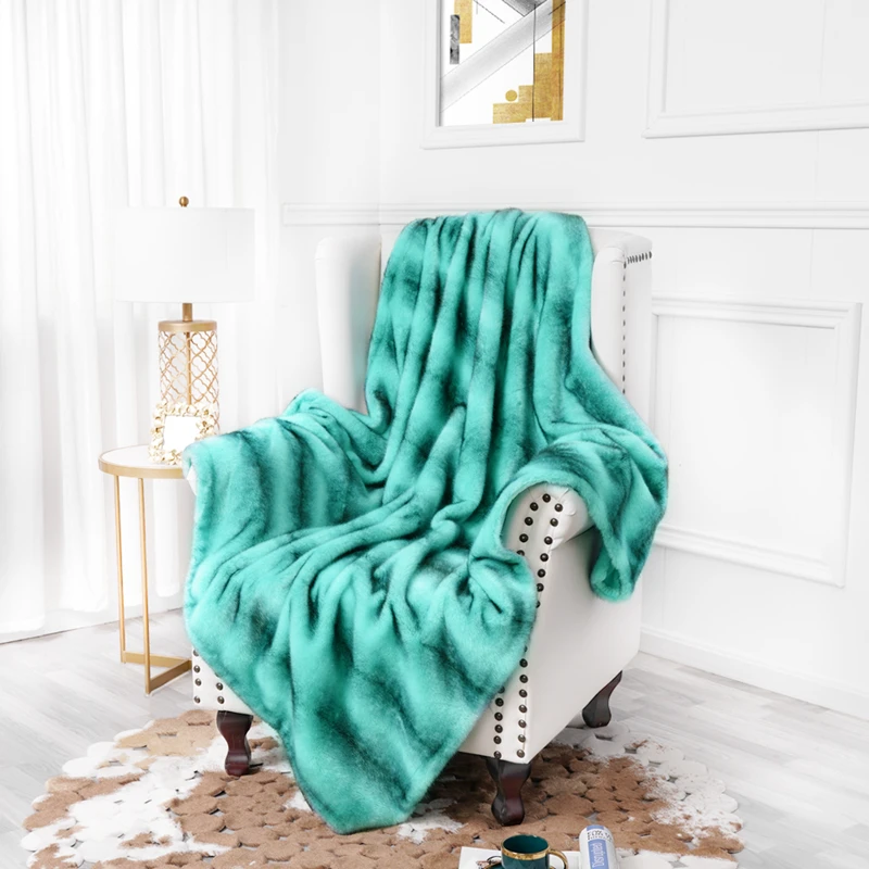 

Luxury Soft Faux Fur Throw Blanket Shaggy Plush Elegant Weighted Handmade for Sofa Chair Couch Living Bed new in warm winter