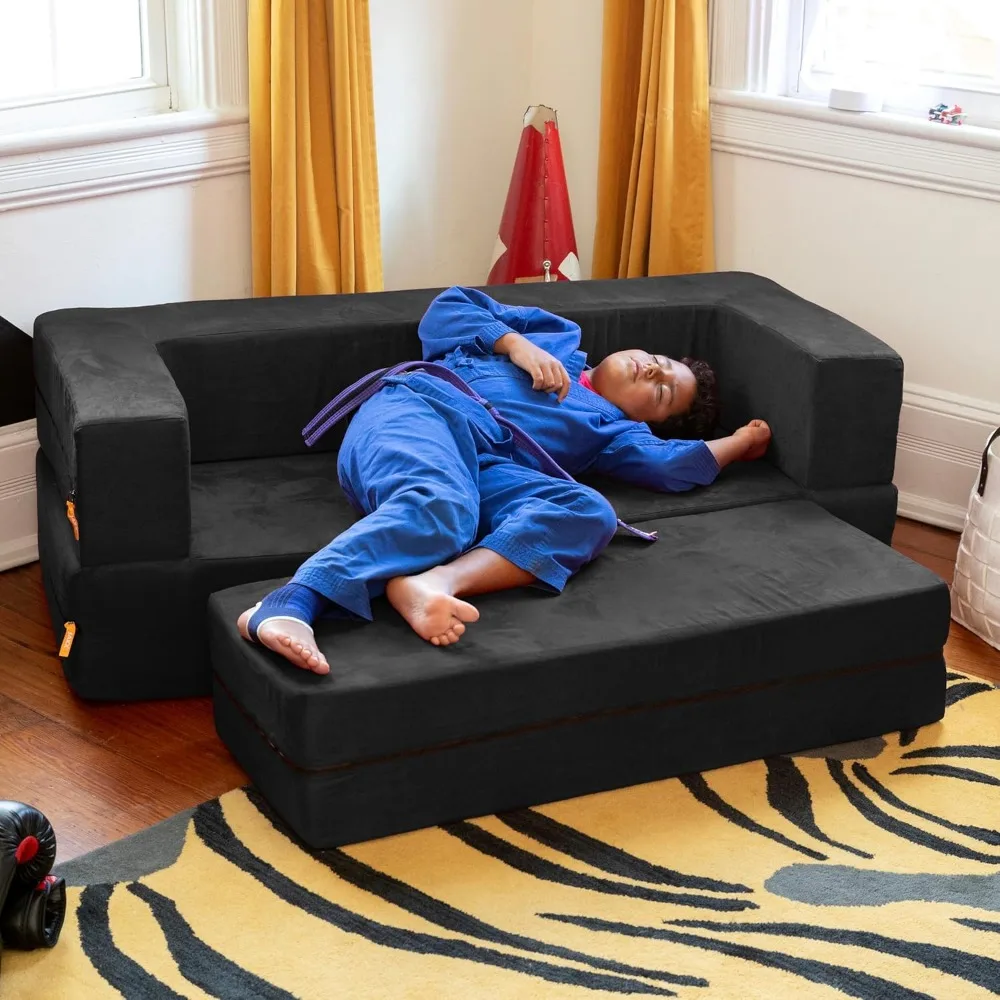 Zipline Kids Sofa & Large Ottoman 3 in 1 Fold Out Sofa, Big Kids Edition 6