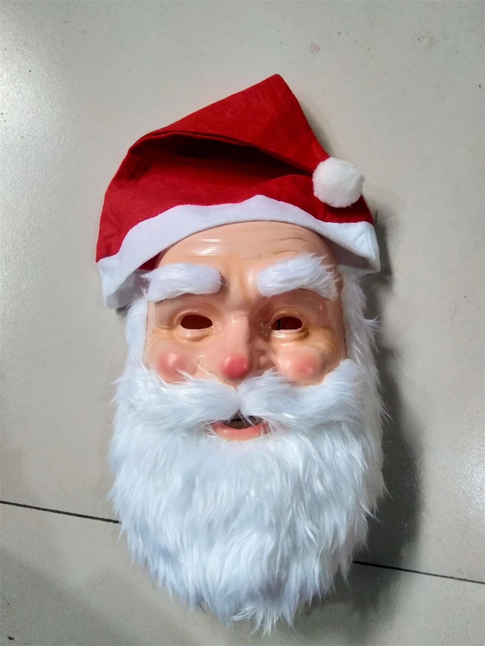 Máscara de Papai Noel com Chapéu Vermelho e Barba, Fantasia de Cosplay de Natal, Cobertura de cabeça, Festa de Natal