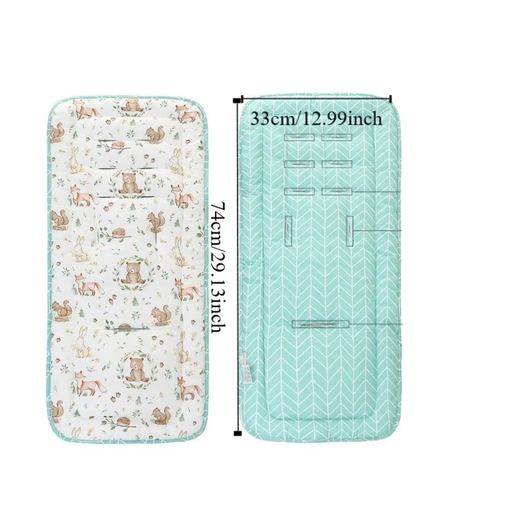 Soft Baby Stroller Cushion Comfortable Cartoon Printed Baby Pram Seat Mat Cotton Breathable Dining Chair Cotton Pad