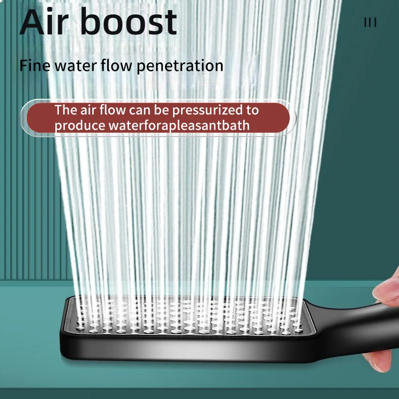 Square Shaped High Pressure Showerhead Large Flow High Pressure & Water Saving Feature Household Bathroom Rain Shower Head