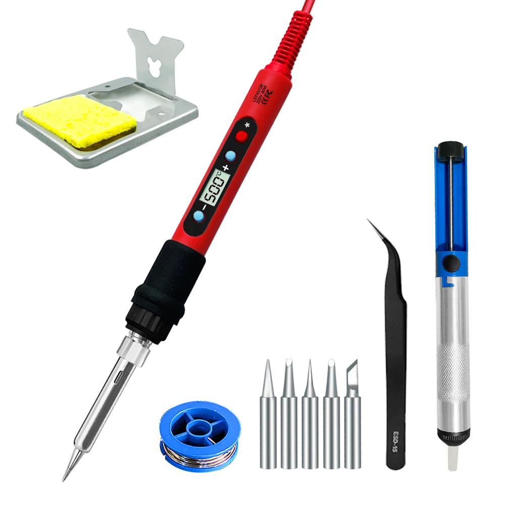 80W Soldering Iron Kit With LCD Display - 13 In 1 Adjustable Temperature Welding Set For Electronics