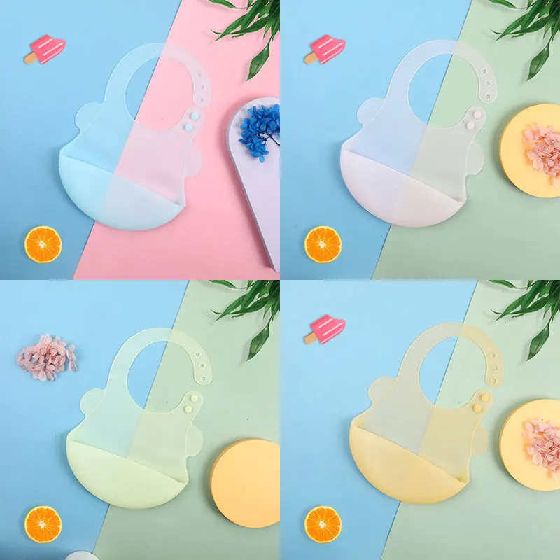 Silicone Bib Waterproof Saliva Drops Baby Bib Boy Clear Stain Proof Newborn Girl Feeding Stuff Soft Baby Adjustable Burp Scarf