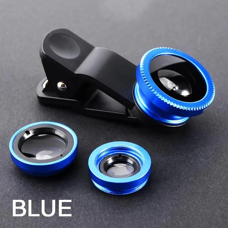 Premium 3-in-1 Fisheye & Wide Angle Smartphone Camera Lens Kit with Universal Phone Clip