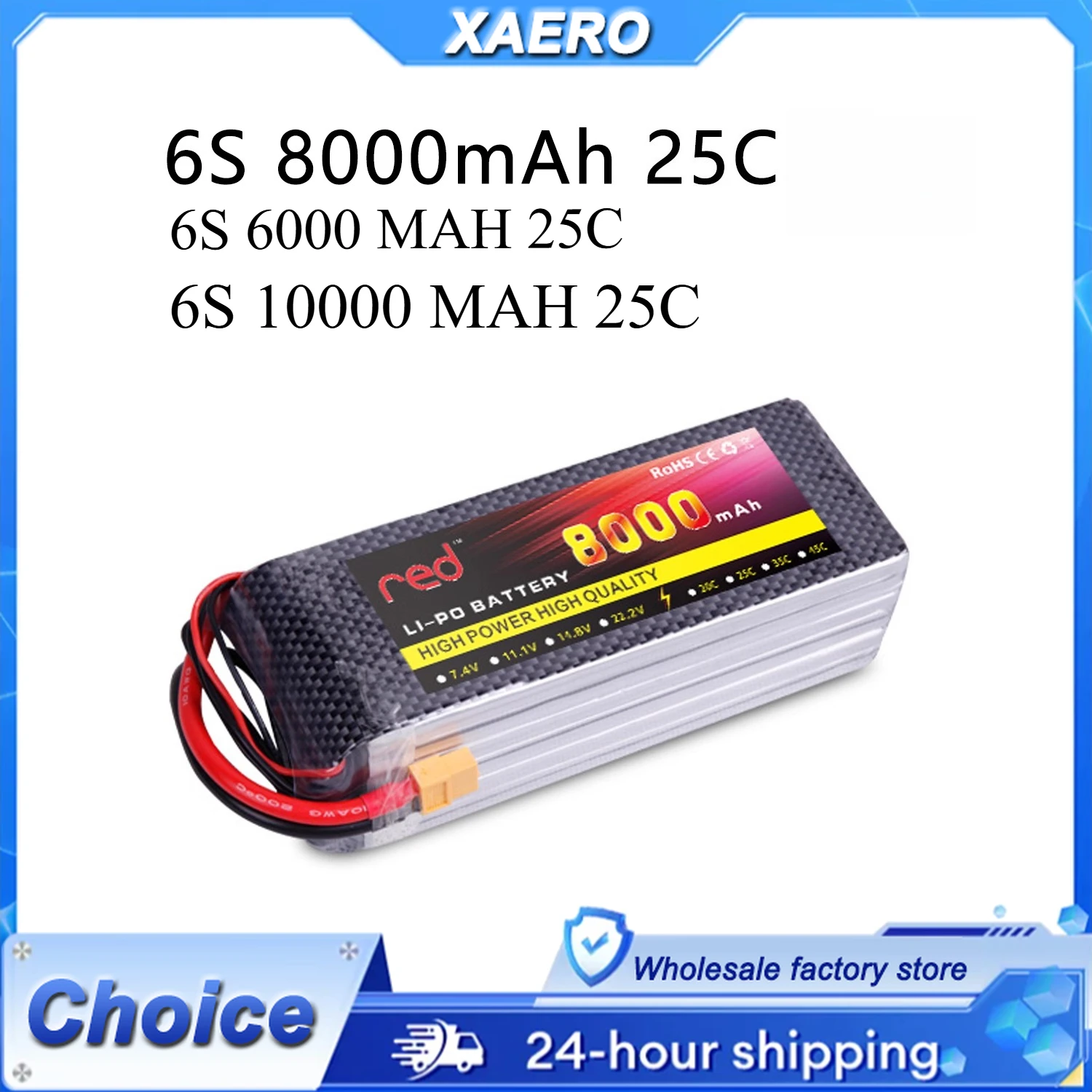 Batterie Drone 6S 25C 6000/8000/10000mAh - Haute Capacité