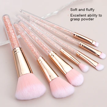 7pcs Pink Crystal Handle Professional Makeup Brushes Creative Portable Multifunctional Cosmetic Brush For Making Up Supply 2