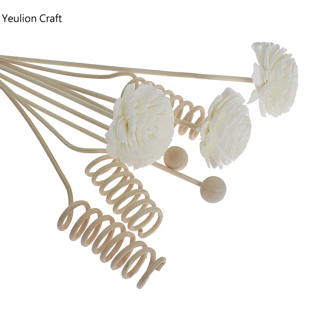 YeulionCraft 9 개/몫 꽃 아로마 테라피 등나무 불 없음 아로마 디퓨저 스틱 홈 거실 향기로운 향 용품