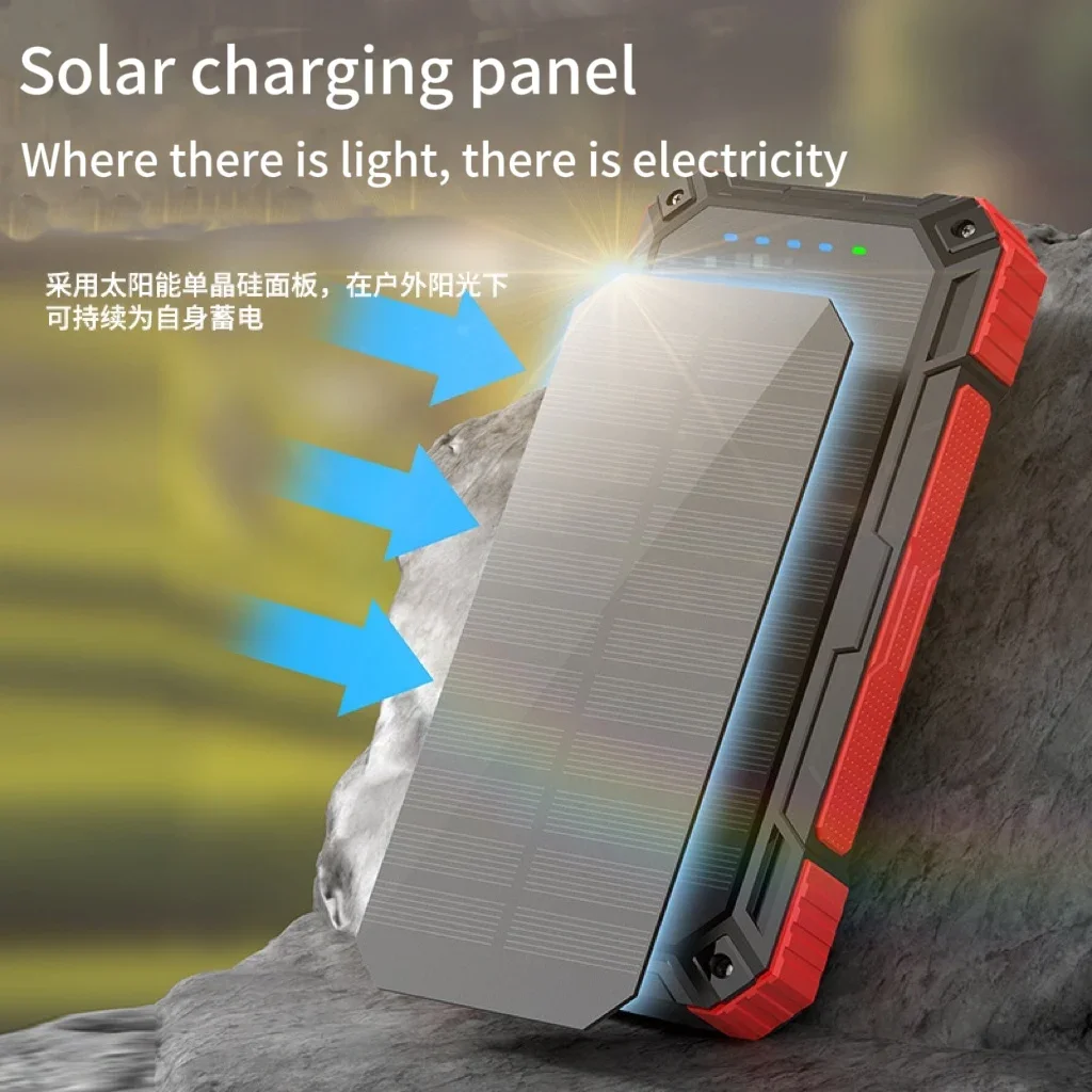 

New portable with four charging cables waterproof solar large capacity 28600mahpowerbank fast charging external battery Super br