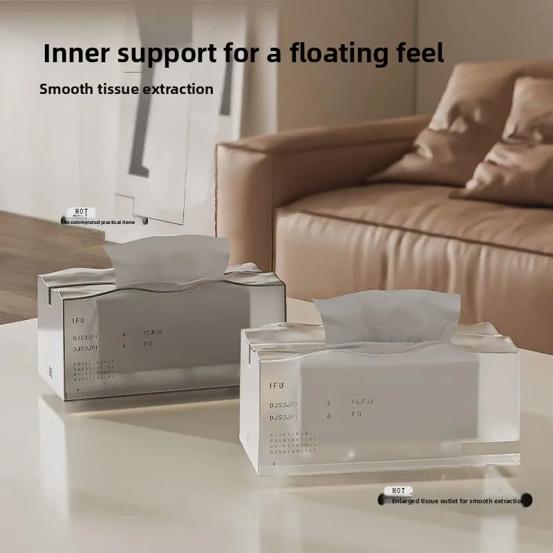 High-End Desktop Tissue Box Luxury Living Room Tea Table Spring Support Tissue Paper Storage Box Aesthetic Value Household Or...