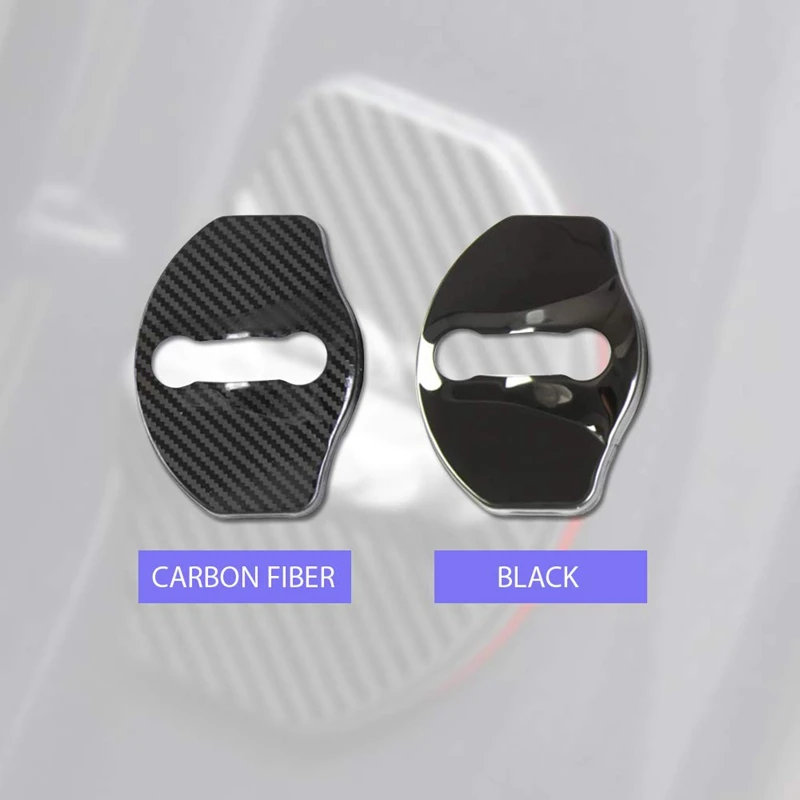 테슬라 모델 3 용 자동차 문짝 잠금 스트라이커 버클 캡 보호 패턴 디자인, 4 개-단어 없음