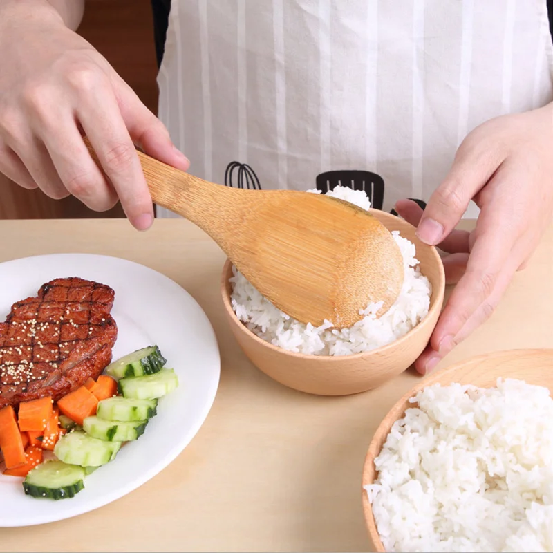 Bamboo Wooden Kitchen Spoon Rice Shovel Large Soup Service Kitchenware Tableware