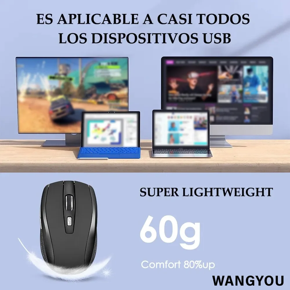 Wireless Mouse Silent Mouse 2.4G Portable Mobile Optical Office Adjustable DPI Levels for Notebook PC Laptop MacBook