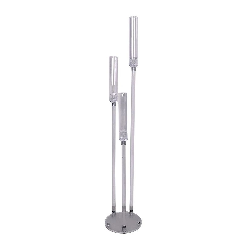 Set Di 2 Candelabri In Acrilico Trasparente, 5 Bracci, Alti 67,8 Cm, Base Larga 22,1 Cm, Per Candele LED, Per Matrimoni E Cene
