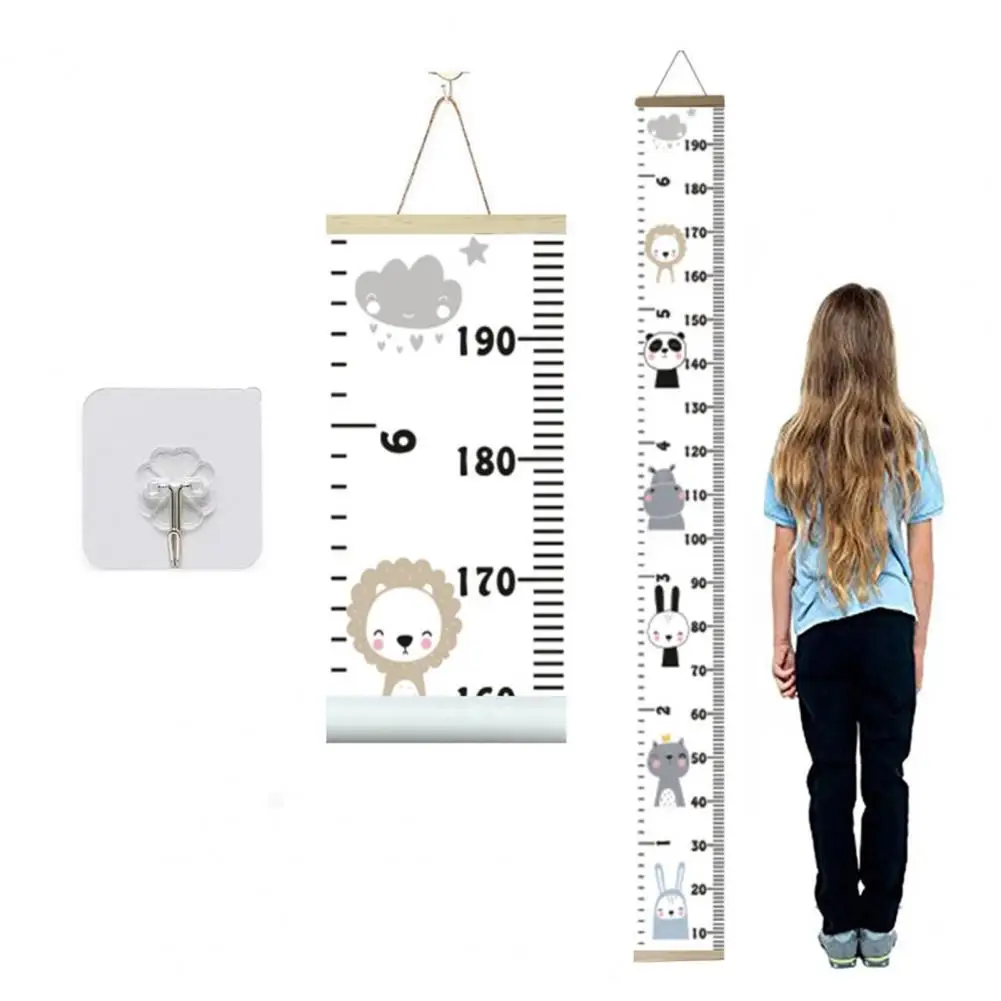 Children Room Growth Chart Children's Growth Chart Wall Hanging with Cartoon Animal Print for Boys Girls for Bedroom Wall
