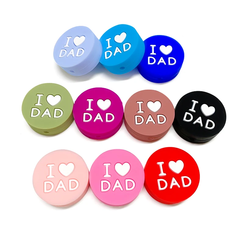 10pc Silicone Beads Love DAD Baby Toy DIY Pacifier Chain Necklaces Pendant Bite Chew Bite Chew Rodent For Teething Kids Toys teething toys pacifier chain pacifier accessories teething beads baby silicone accessories