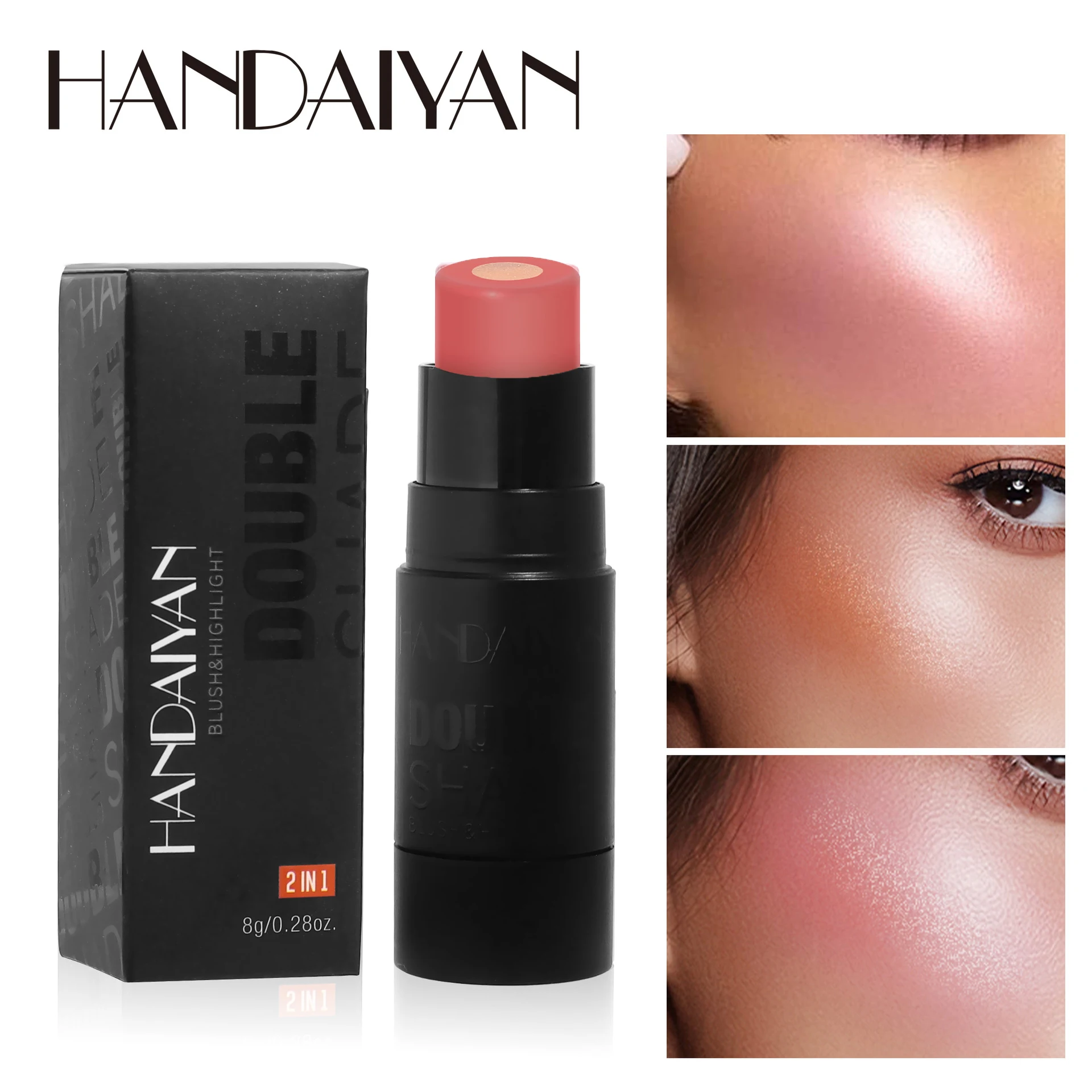 Blush Stick Blush Cream Cream Blusher Facial Blusher Blush&Highlighting Stick 2 in 1 Face Brightening Blusher Stick Rouge Face Blush Cream Moisturize Illuminator Makeup
