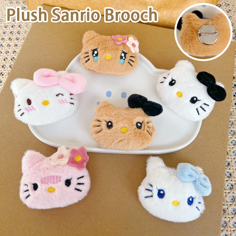 

Плюшевая 3D Брошь Hello Kitty, кукла, пальто, свитер, шарф, значки, булавка, рюкзак, аксессуары, детские подарки