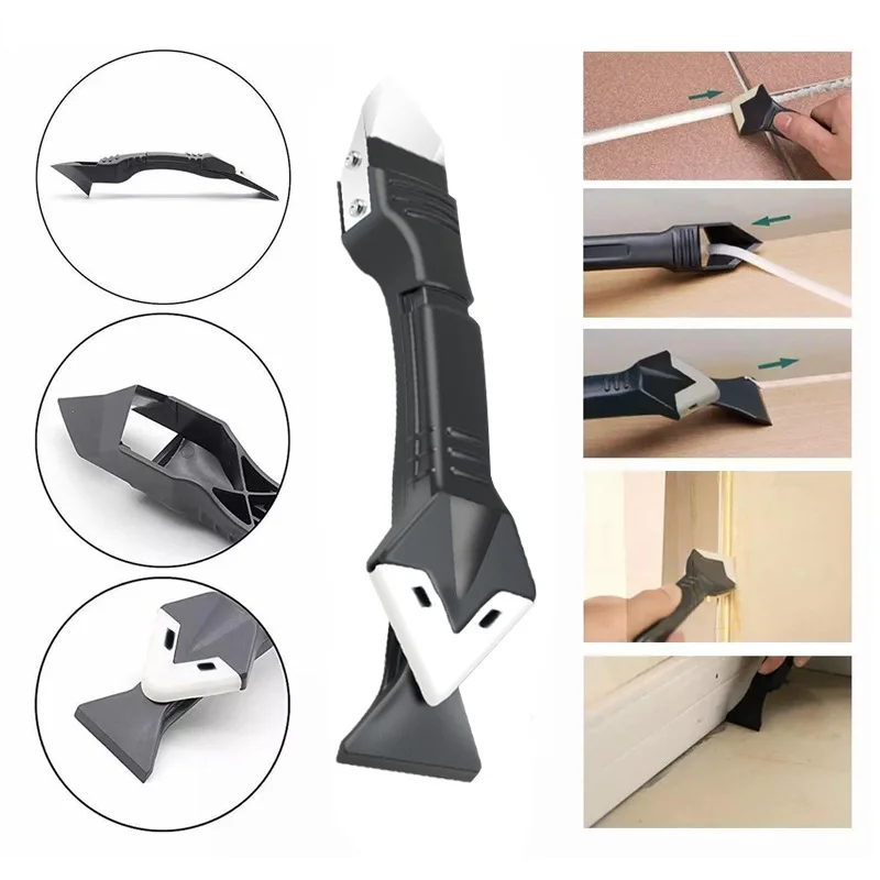 5 In 1 Silicone Scraper Sealant Smooth Remover Tool Set Caulking Finisher Smooth Grout Kit Floor Mould Removal Hand Tools Set scraper tool set scraper tool kit silicone scraper caulking finisher tool silicone sealant tool silicone caulking set scraper tool