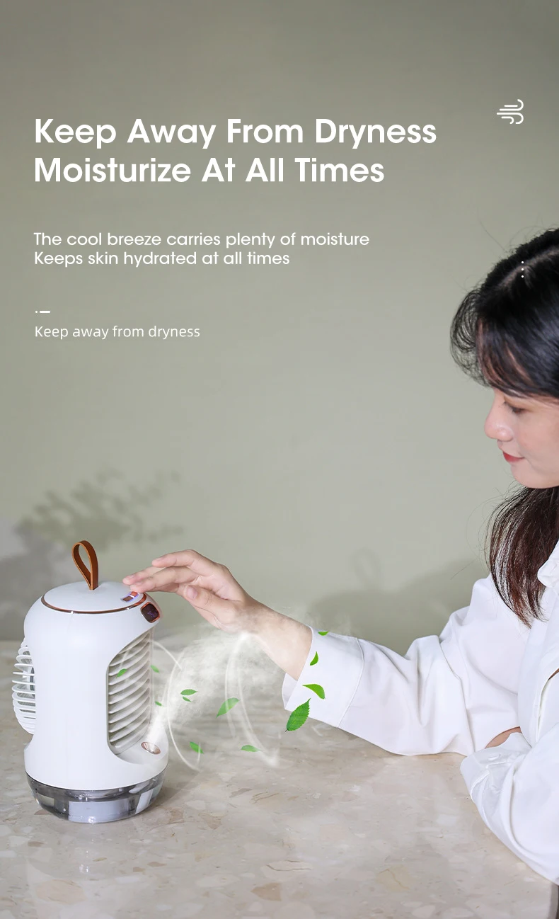 Description Picture 2 of itemNight Light Electric Fan Air Conditioner Rechargeable Mini Mobile Appliances Household Silen Tventilator Desktop Fan Humidifier