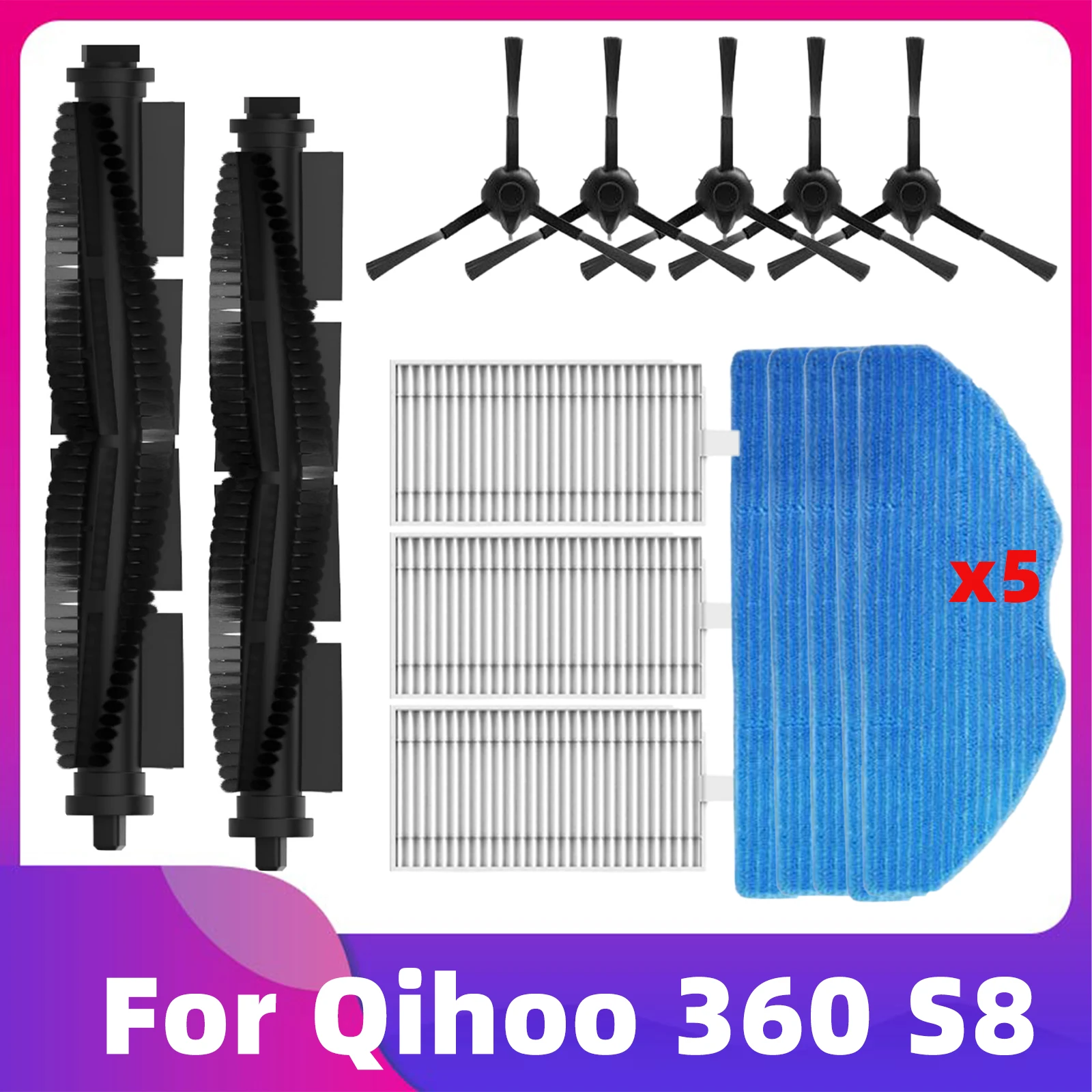 EffiFish Hauptbürste Für 360 S8/S8 Plus Roboterstaubsauger - Anti-Wicklungs Rollenbürste