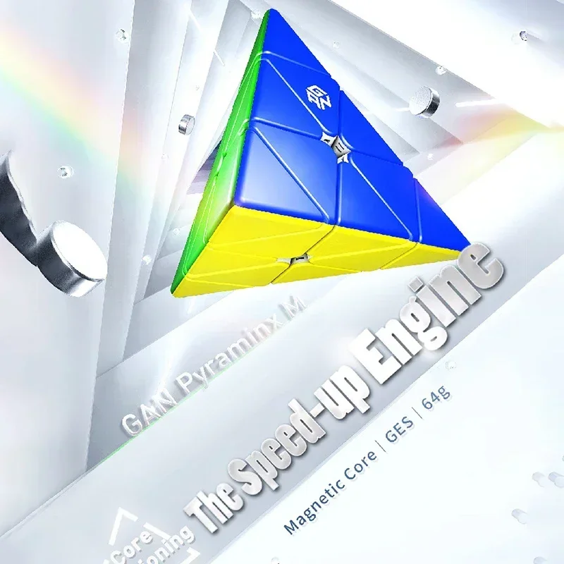 GAN Pyraminx Magnets Gan Pyraminx M 3X3X3 UV Speed Magnetic Pyraminx Puzzle Stickerless Triangle Cube with Extra GES