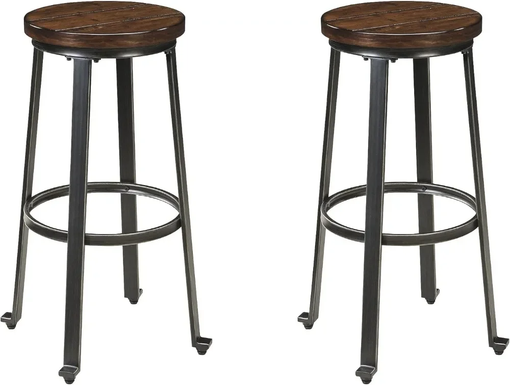 

29" Pub Height Barstool, Set of 2, Brown