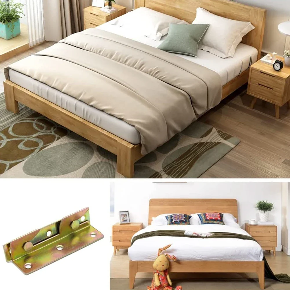 Non-Mortise Bed Furniture Hinge Fixing Connector Rail Bracket 4 Sets For Insert Accessories Pendant Cabinets Countertops