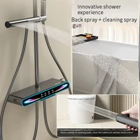 Smart Digital Display Shower Set Bathroom Rainfall Showers System Set Shower Faucet Full Set Booster Bath Nozzle 1