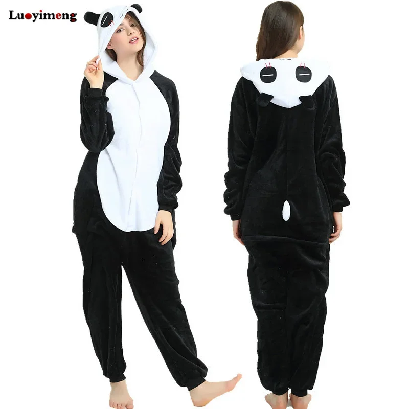 Adults Panda Pajamas Unicorn Onesie Women Sleepwear Lion Nightwear Mens Overalls Winter Animal Kigurumi Cosplay Hooded Pyjamas