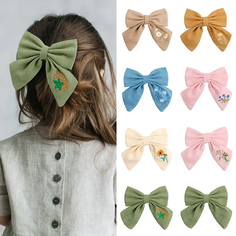 aliexpress.com - Fashion Embroidery Bows Hair Clips Solid Hairpins For Girls Handmade Ribbon Barrettes Kids Butterfly Hair Pin Korean Headwear