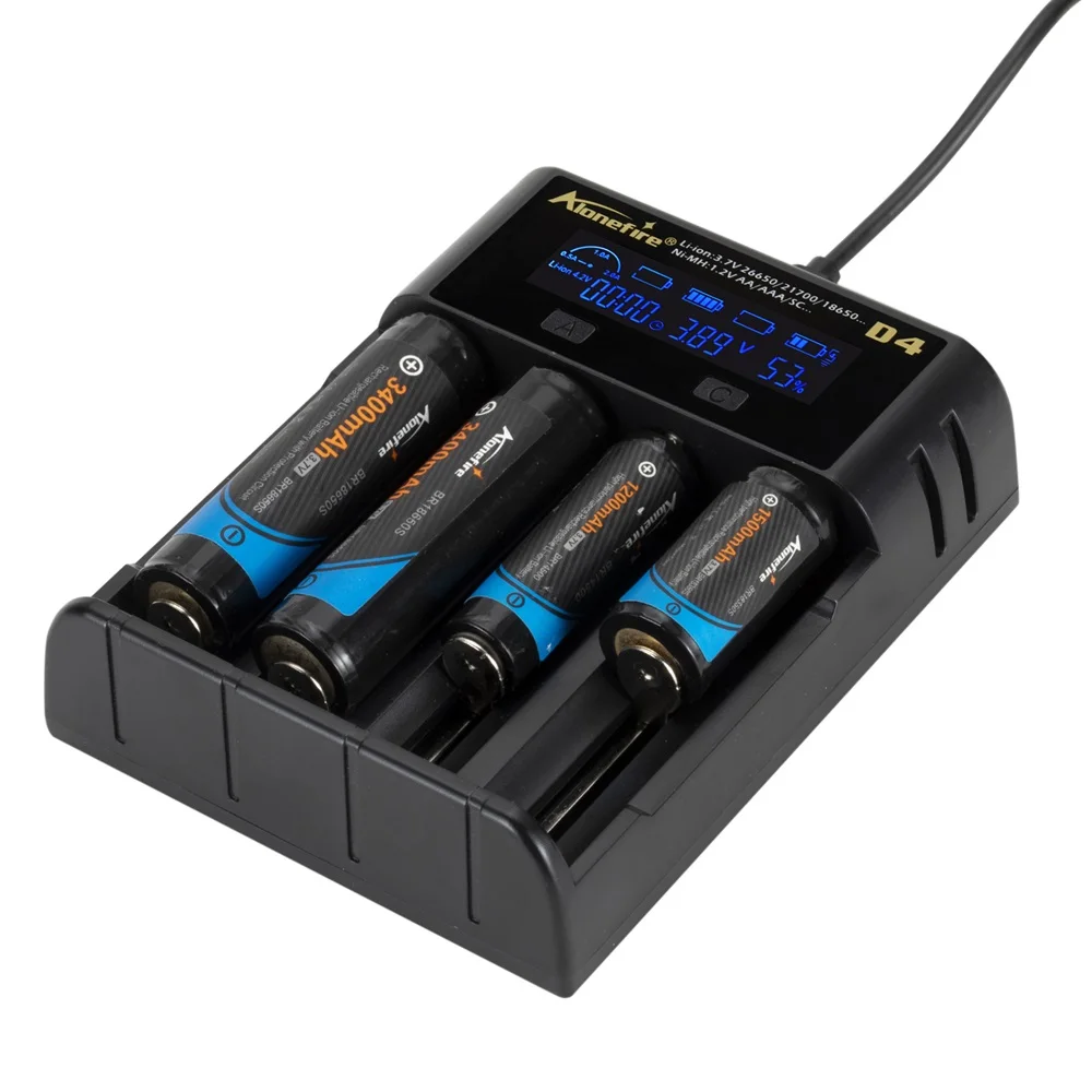 Caricabatterie Intelligente Lii-PD4 LCD Per 18650 21700 26650 AA AAA 1.2V 3.7V