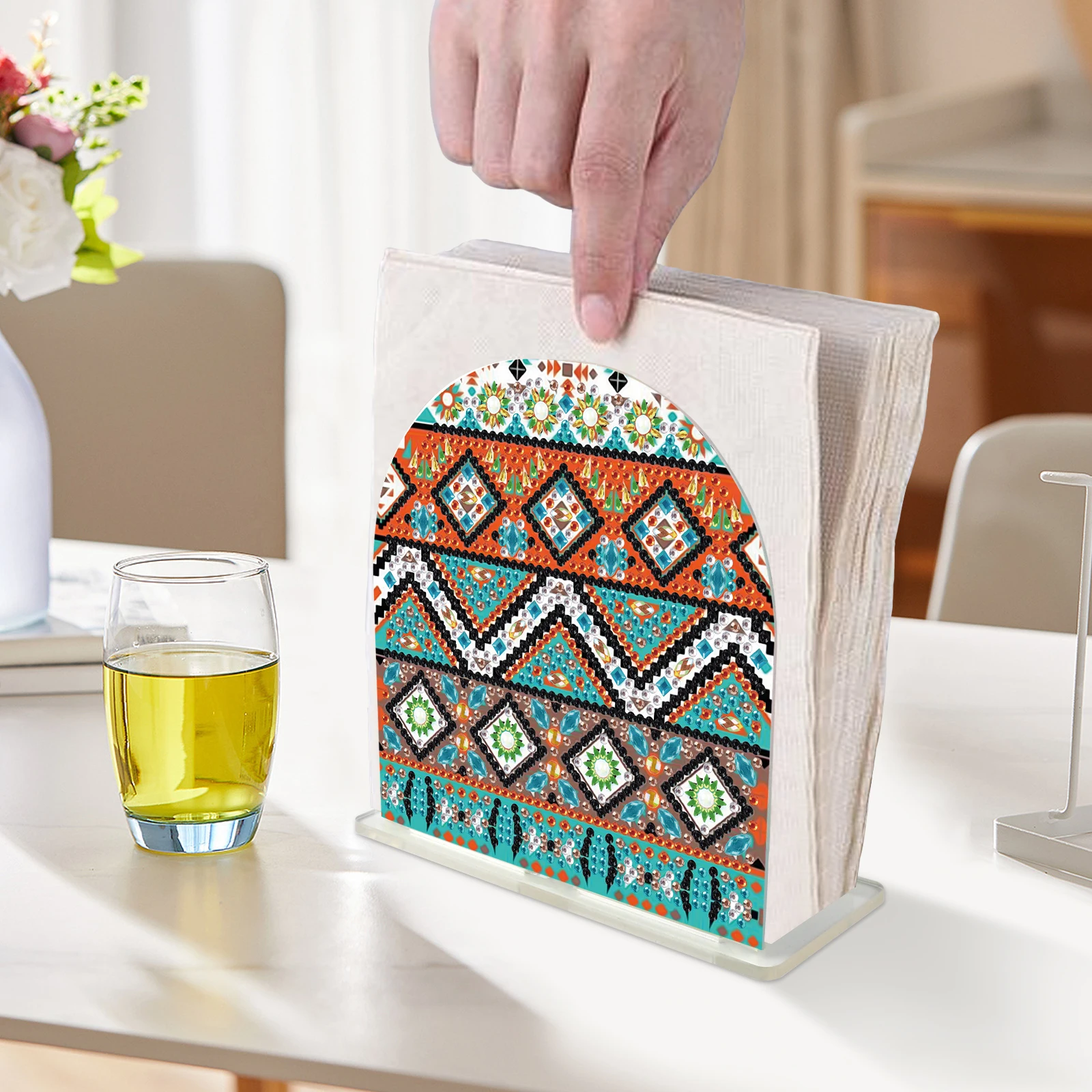 Diamond Art Painting set paper towel rack DIY Simple pattern 5D shaped crystal Diamond partial art painting production