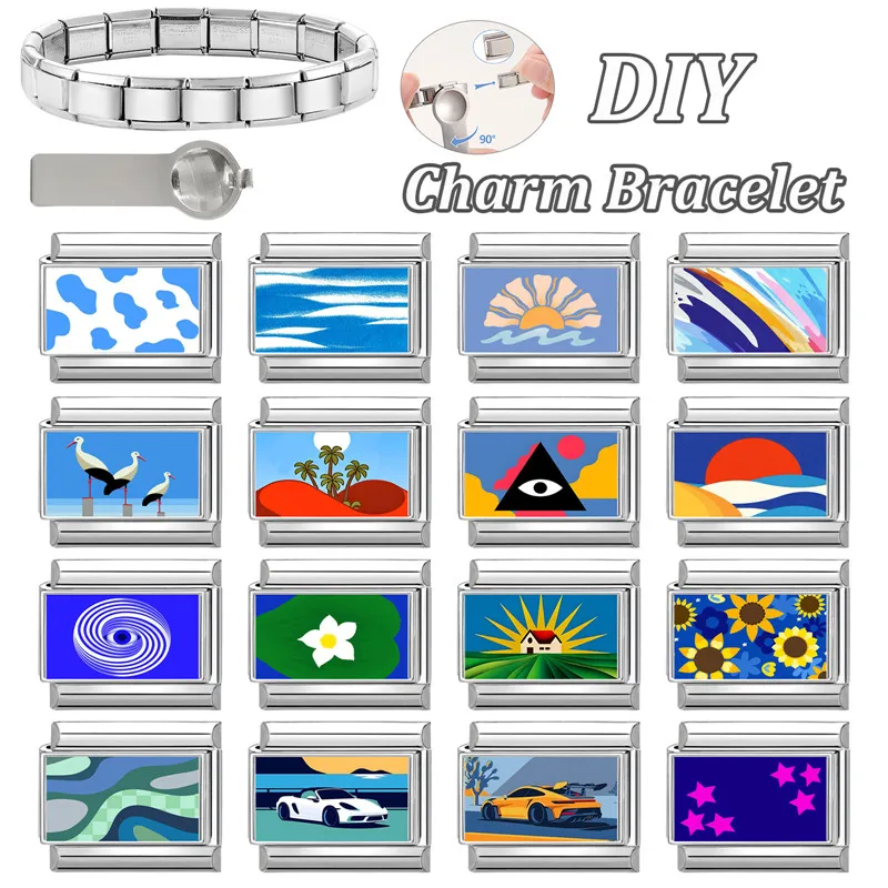 Star Eye Heart Charm Stainless Steel Sweet Women Bracelet Jewelry DIY