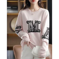 Autumn and Winter Cashmere Elegant Women's Cashmere Pullover O Neck Slouchy Loose Soft Women's Sweater Fashion Pullover 1