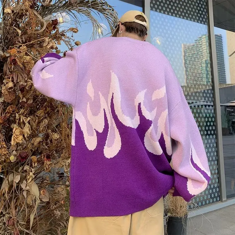 

2023 Men's Sweater Casual SweaterHalloween Flame SweaterPlus Fashion Simple Plush TopNew Sweater for Men Personalized Sweater