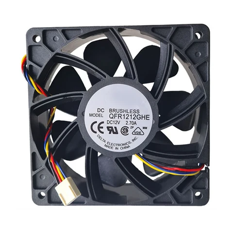 Miner Fan 6000RPM 210.38CFM 64dB-A 120*120*38mm Dual Ball Bearing QFR1212GHE For S19 J19 Bitcoin Miner Server cooling fan