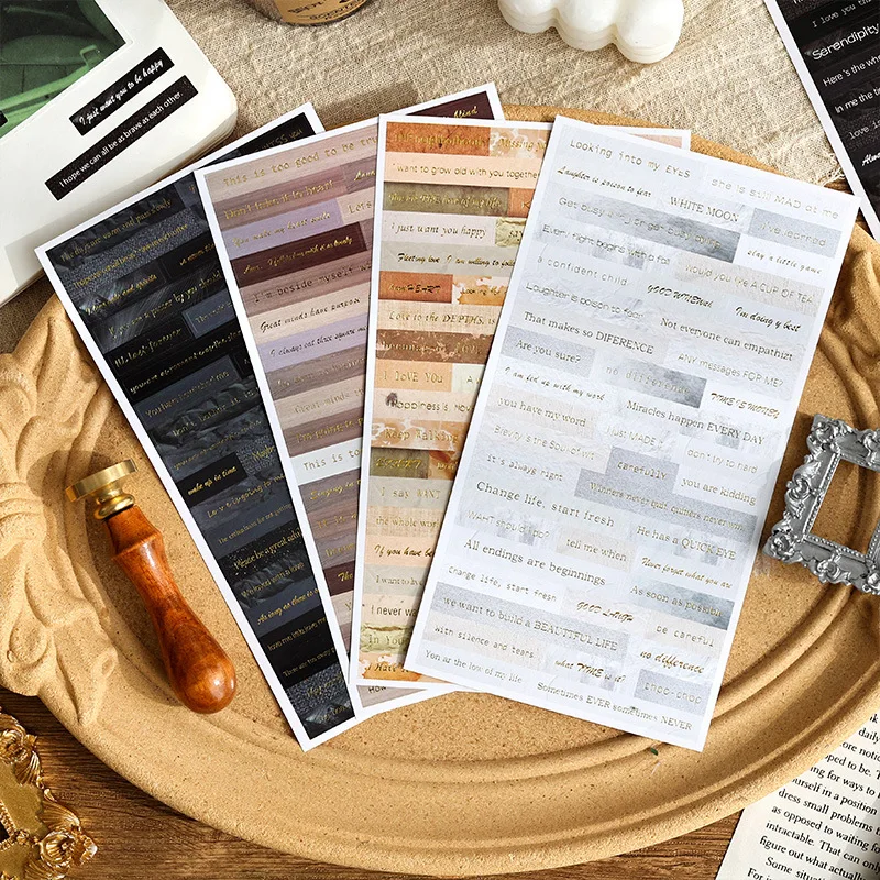 

4pcs Vintage Scrapbooking Stickers Texture Sticker for Scrapbook DIY Card Making Journal Decorative Accessories Art Sticker