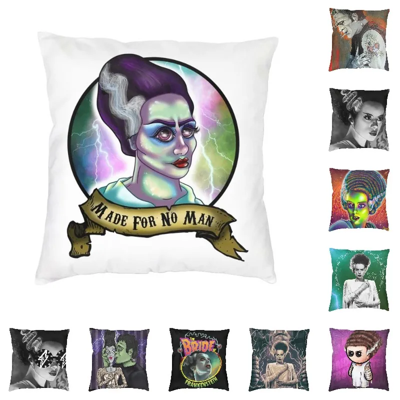 

Наволочка для подушки Bride Of Frankenstein, 45x45 см, домашний декор, 3D принт, ужас, ТВ, кино, декоративная подушка для гостиной, двусторонняя