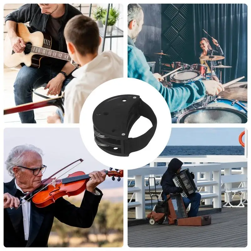 Shoe Tambourines For Adults Foot Tambourine With Elastic Strap Clear Bright Sound Musical Shoe Tambourine Percussion Instrument