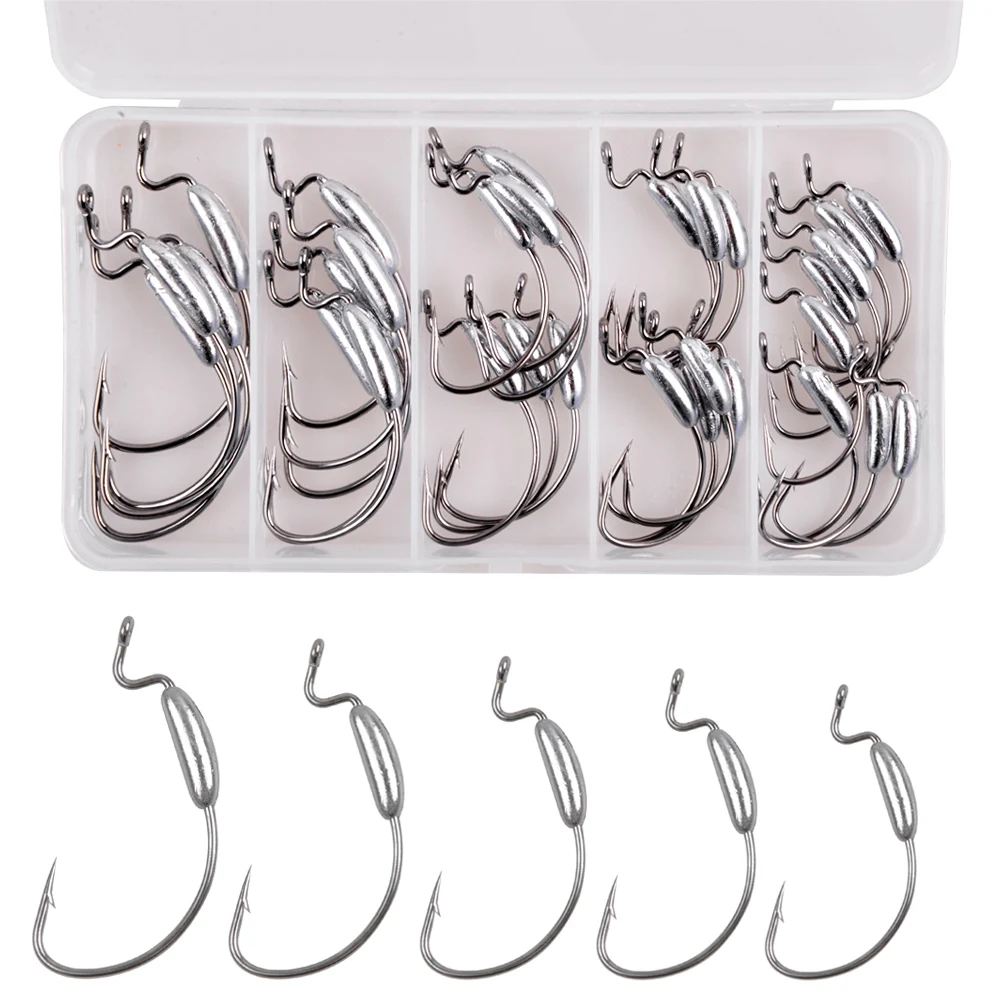 15 Stück Gewichtete Jighaken, Wurm-Swimbait-Haken mit breitem Gap für Texas Rig, Carolina Rig, Wurmköder, Jighaken – Detail 1