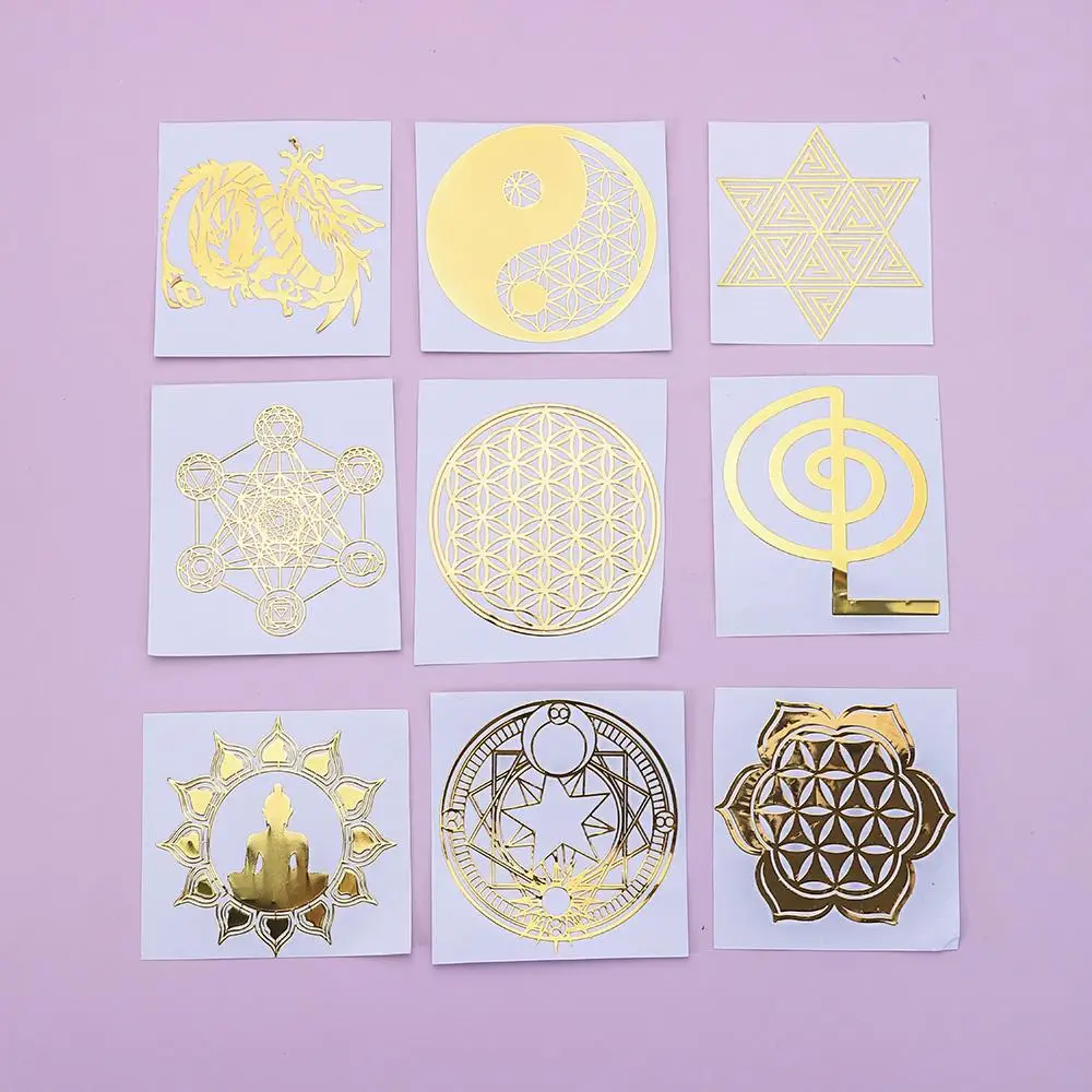 Sacred Geometry Gold Copper Metal Art Sticker for Crafting and Jewelry Making