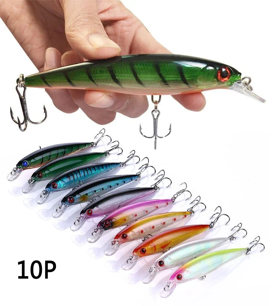 

Laser Minnow Fishing Lure 11CM/13.5G Set Artificial Wobbler Topwater Bait Pesca Hard Crankbait Tackle for Bass 10/8/5/3/1Pcs