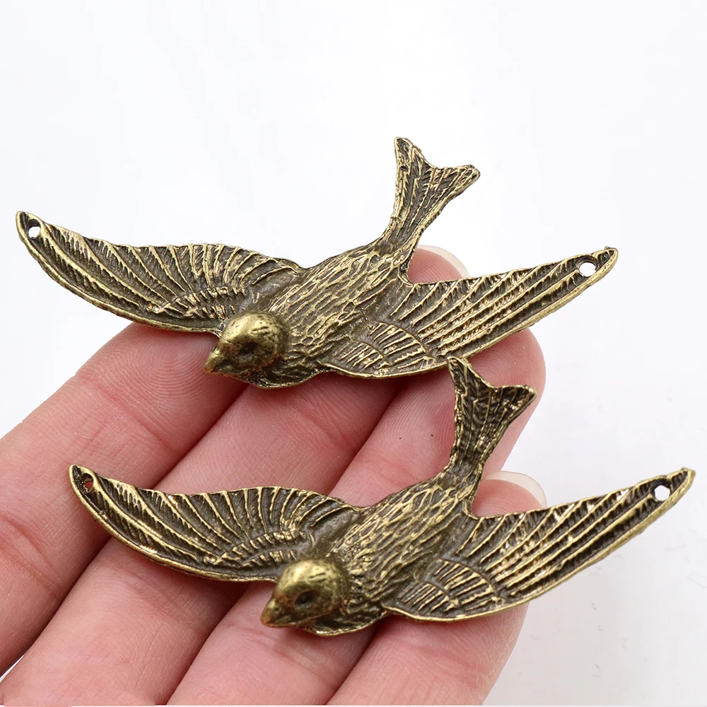 73x33mm 3pcs 골동품 실버 도금 청동 도금 버드 스타일 커넥터 수제 부적 펜던트: 팔찌 목걸이 DIY