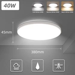 Sleek Dimmable LED Ceiling Lamp with Remote Control for Bedrooms and Living Spaces (No Remote - 40W White)