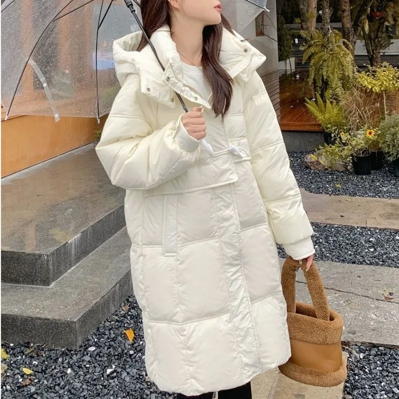 2023 New Women Down Jacket Winter Coat Female Mid Length Version Parkas Loose Thick Warm Outwear Hooded Versatile Overcoat 2023 autumn and winter new women jackets versatile loose mid length plaid shirt jacket female winter clothes women