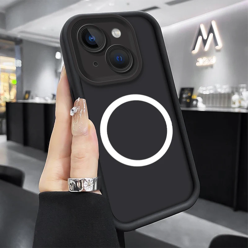 Silicone Phone Case with Lens Protection and Magnetic Wireless Charging Sticker