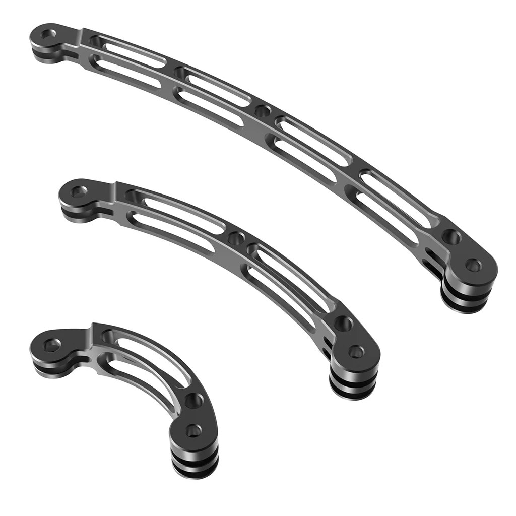 Aluminum Alloy 3 Way Curved Extension Arm Mount Helmet Pole Selfie Stick for He