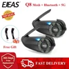 EJEAS Q8 Motorcycle Mesh Intercom with EUC Remote Walkie Talkie Bluetooth Interphone Headset for 6 Riders with Bluetooth 5.1