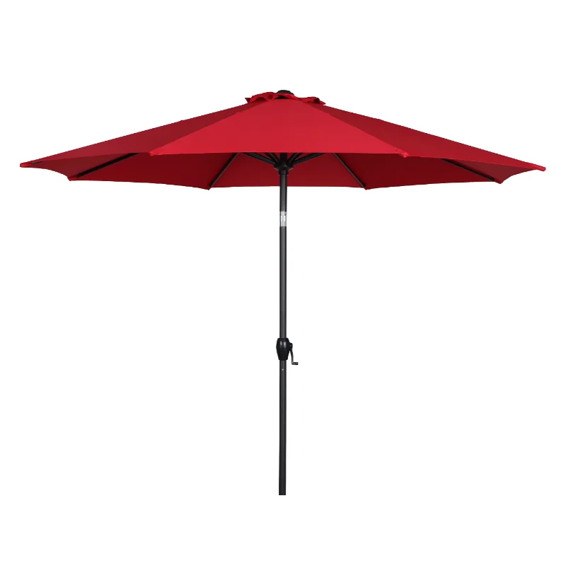 Mainstays 9ft Really Red Round Outdoor Tilting Market Patio Umbrella with Crank giantex 15 market outdoor umbrella double sided twin patio umbrella with crank outdoor furniture op3454