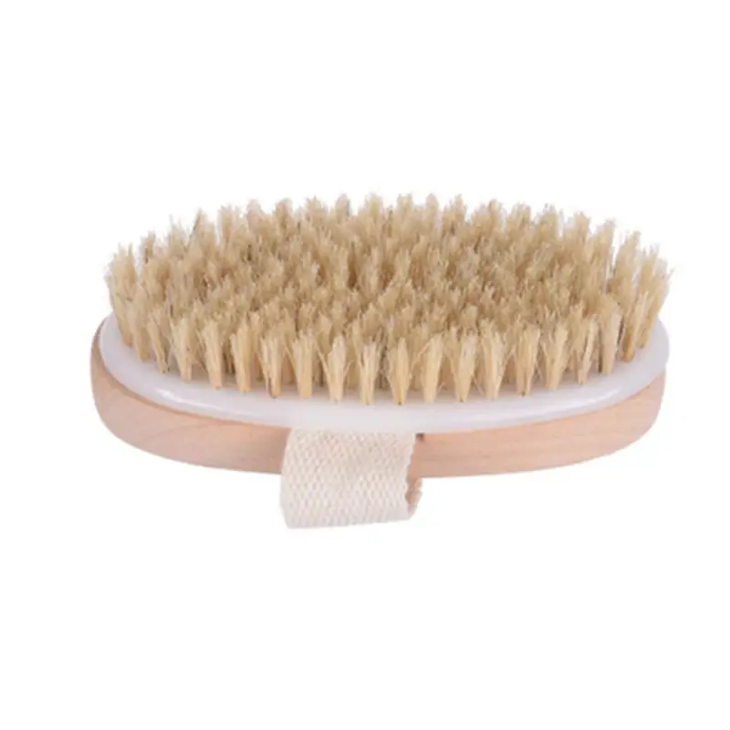 Natural Boar Bristles Dry Body Wooden Oval  Brush Shower Bath Brushes Exfoliating Massage Cellulite Treatment Blood Circulation 3